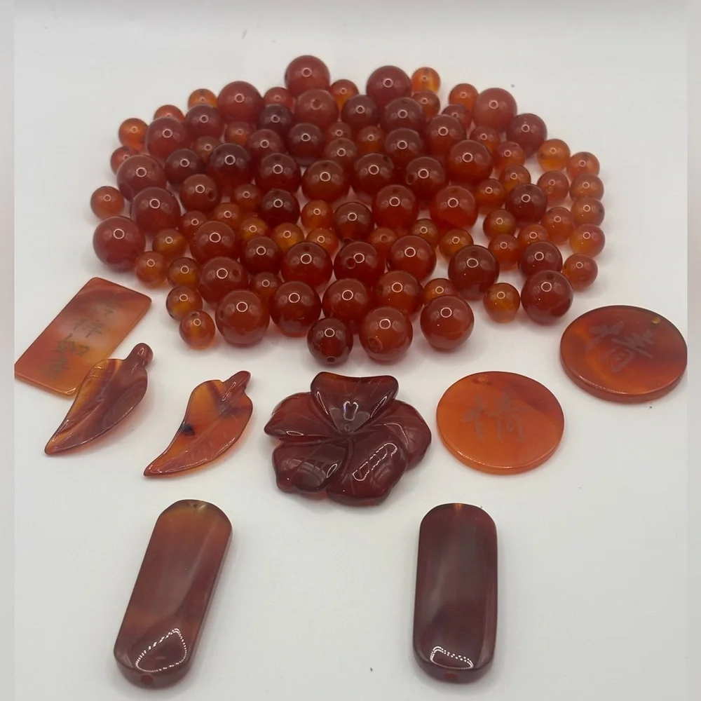 Carnelian Gemstone Bead Lot - Picture 1 of 3